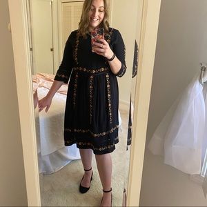 Forever 21 black embroidered midi dress